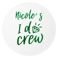 I Do Crew Personalized Coasters, Green Foil