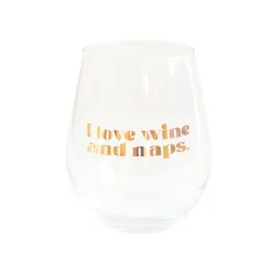I love wine and naps Witty Wine Glass