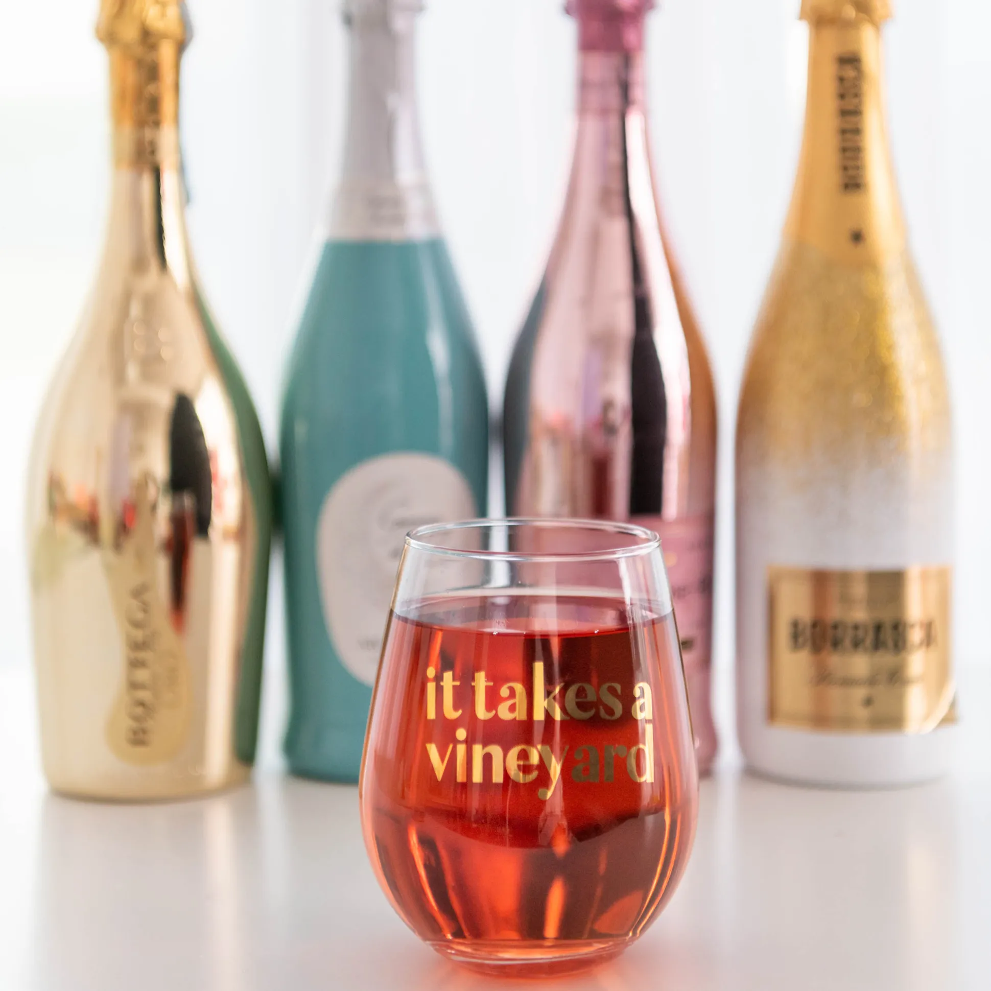 It takes a vineyard Witty Wine Glass