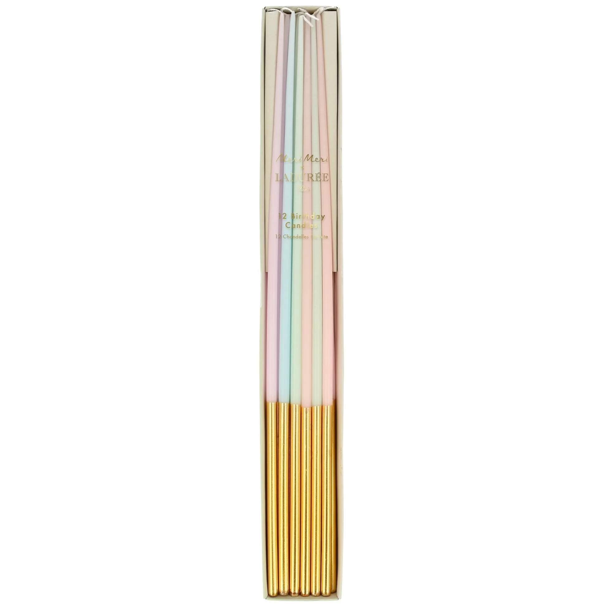 Ladurée Paris Gold Leaf Tall Tapered Candles, Pack of 12