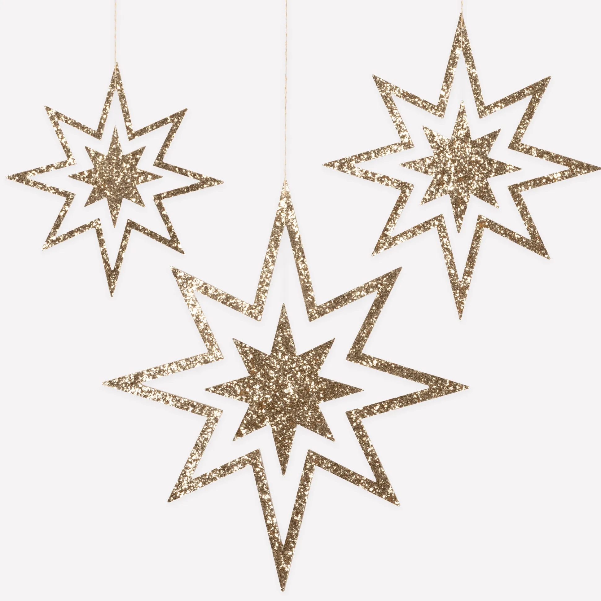 Large Glitter Wooden Star Decorations