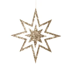 Large Glitter Wooden Star Decorations