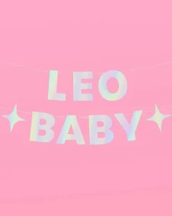 Leo Baby Banner - Iridescent Foil Banner