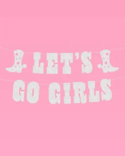 Let's Go Girls Banner - Silver Glitter Banner