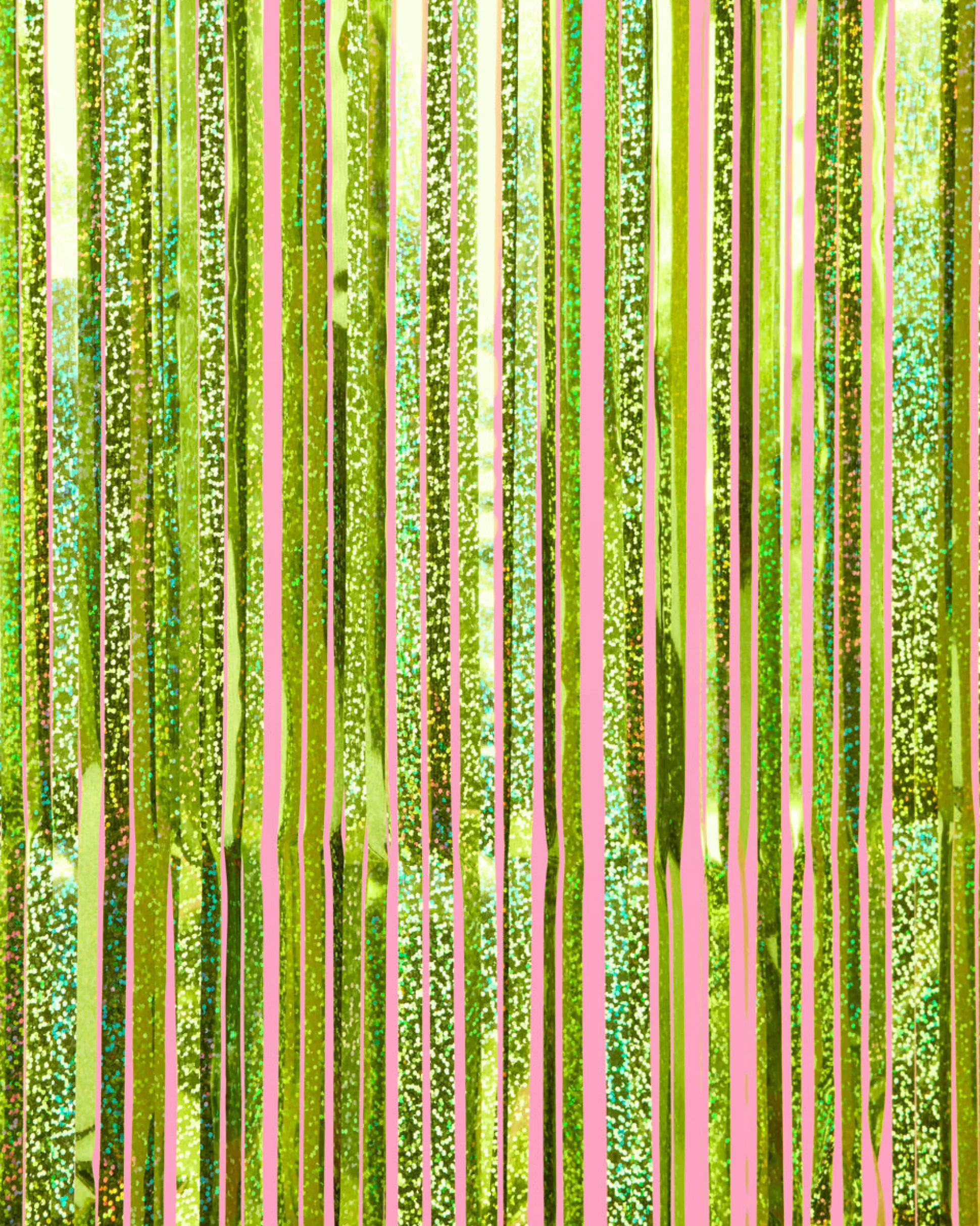 Limelight Curtain - holographic green foil curtain
