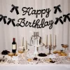 Little Black Bow Banner - black glitter banner