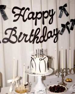 Little Black Bow Banner - black glitter banner