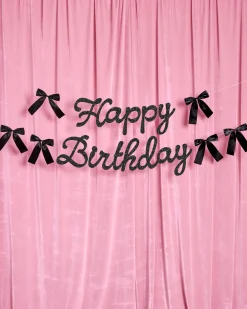 Little Black Bow Banner - black glitter banner