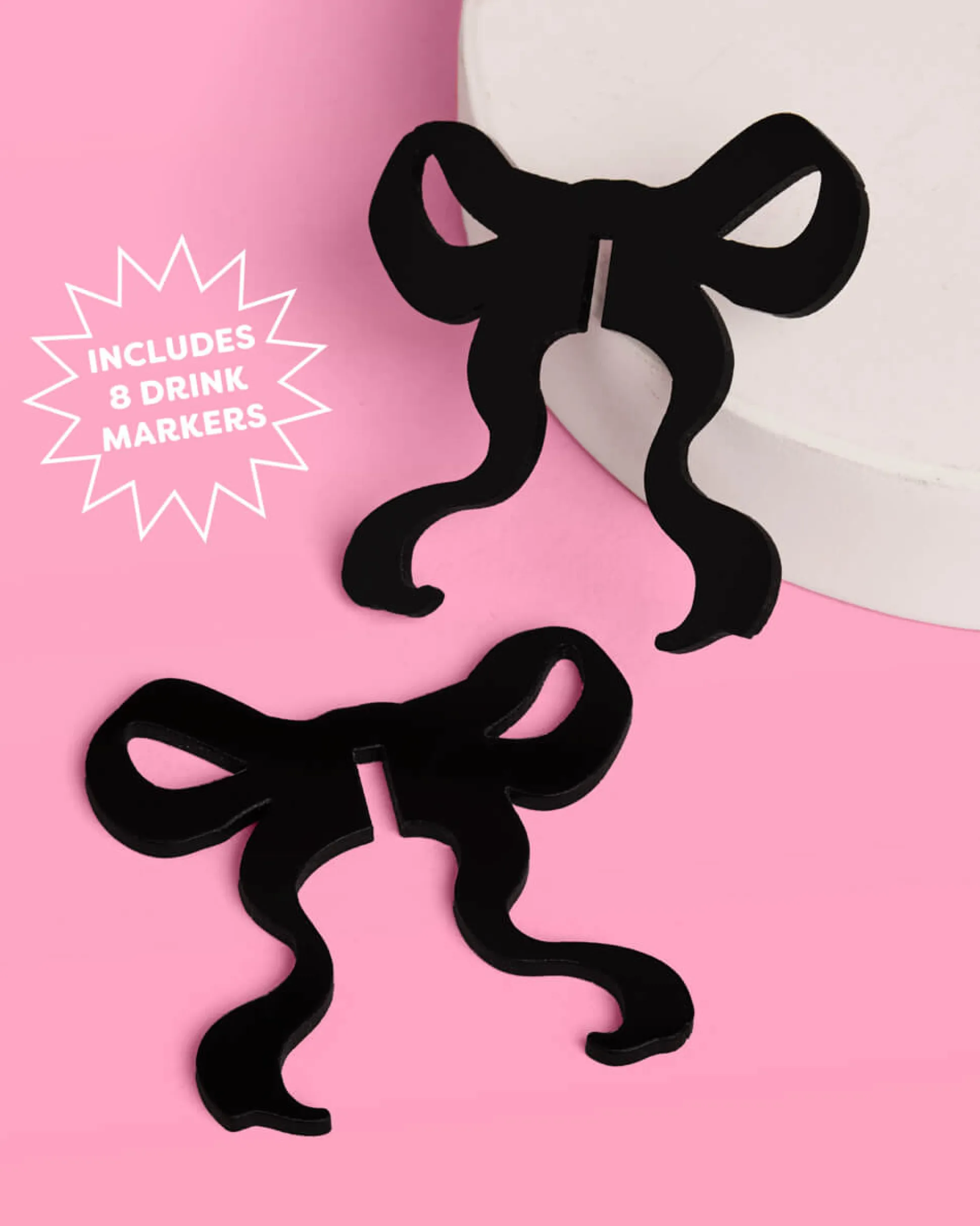 Little Black Bow Drink Markers - 8 drink markers