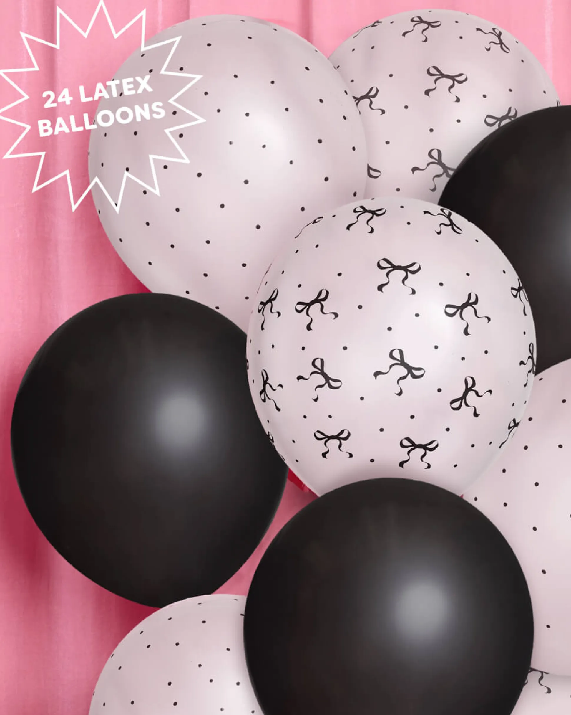 Little Black Bow Pack - 24 latex balloons
