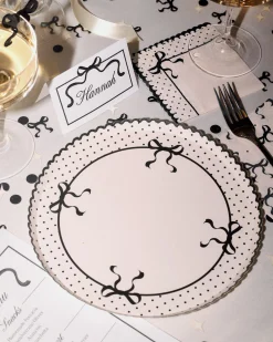 Little Black Bow Plates - 25 paper plates