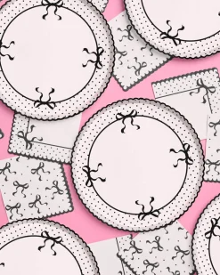 Little Black Bow Plates - 25 paper plates