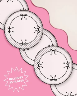 Little Black Bow Plates - 25 paper plates