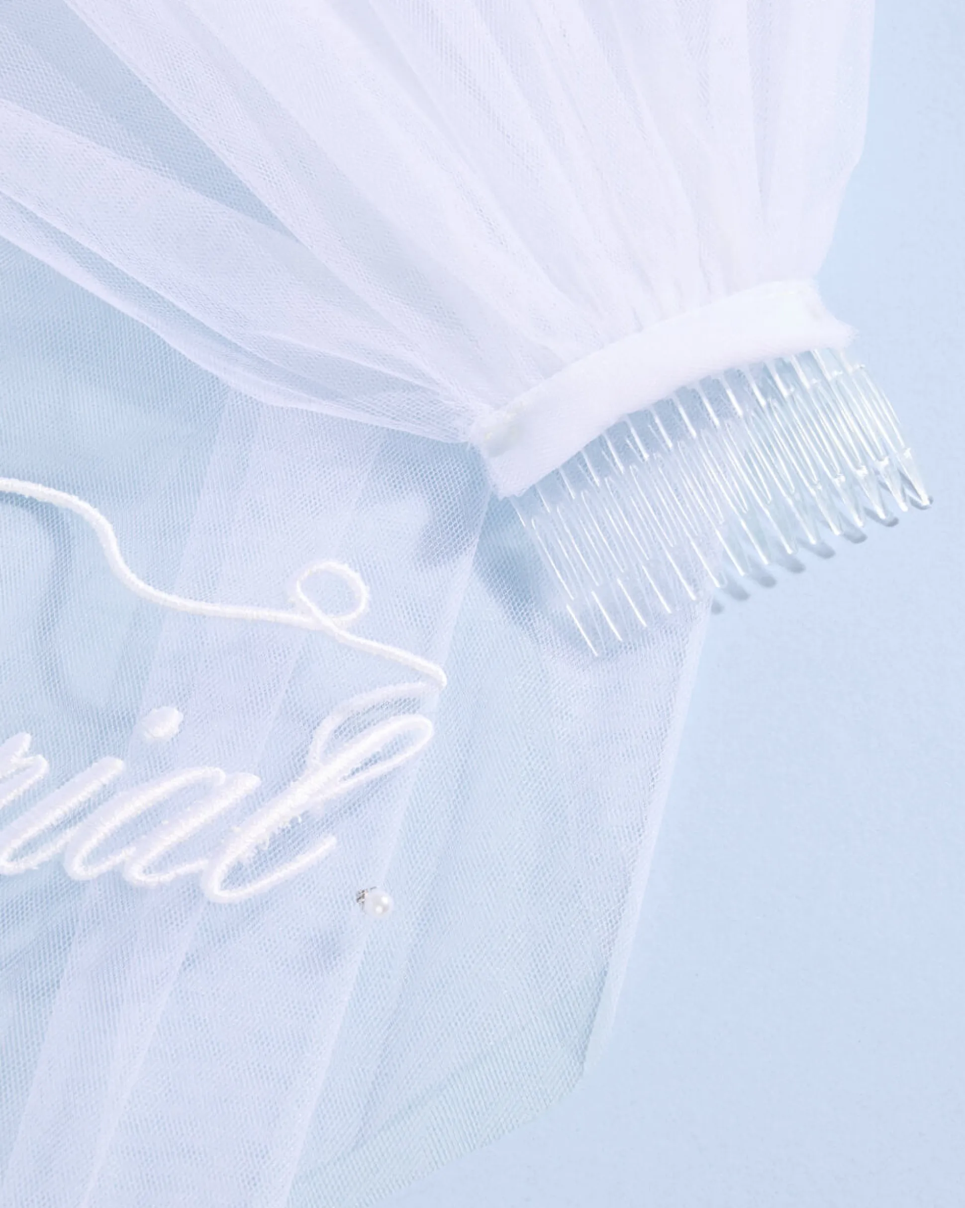 Marriage Material Veil - Embroidered Veil W/ Pearls