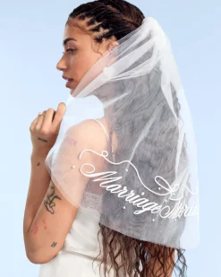 Marriage Material Veil - Embroidered Veil W/ Pearls