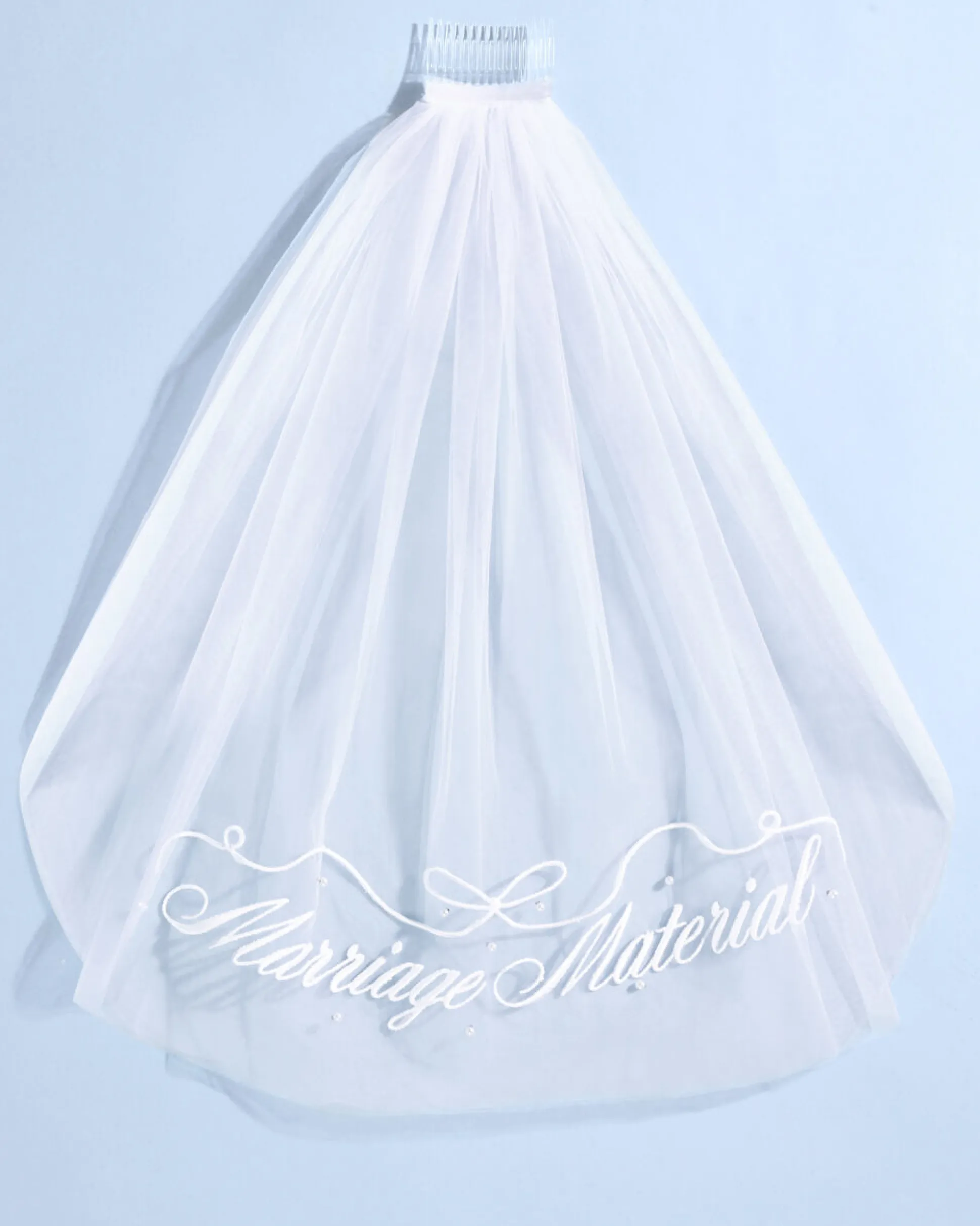 Marriage Material Veil - Embroidered Veil W/ Pearls