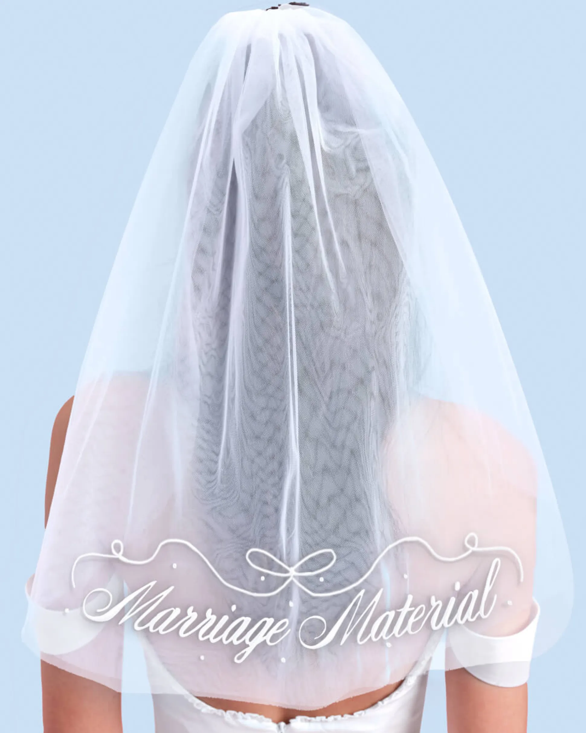 Marriage Material Veil - Embroidered Veil W/ Pearls