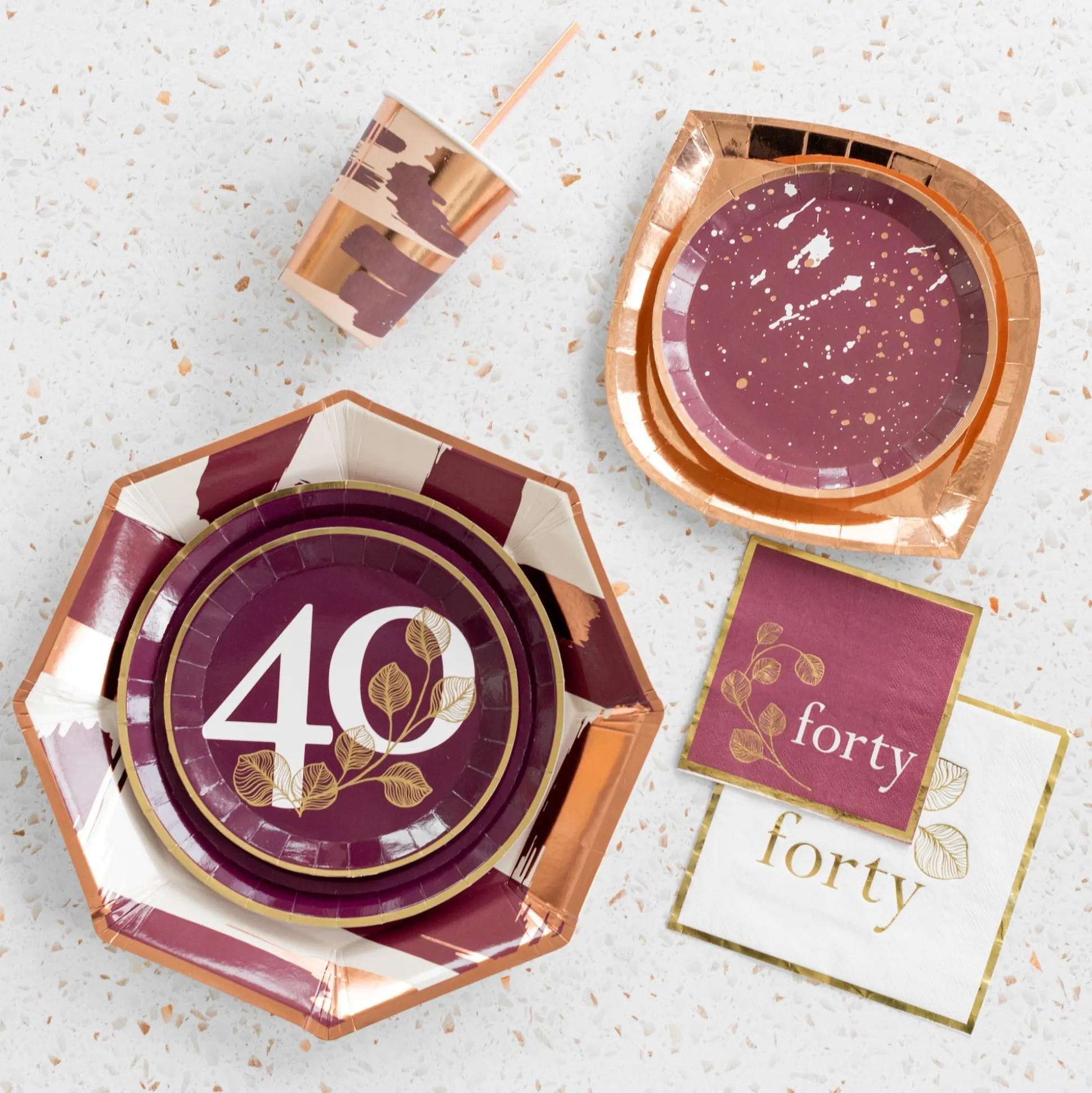 Mauve 40th Dessert Plates, Pack of 8