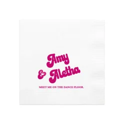 Meet Me On The Dance Floor Custom Napkin, Fuchsia Foil