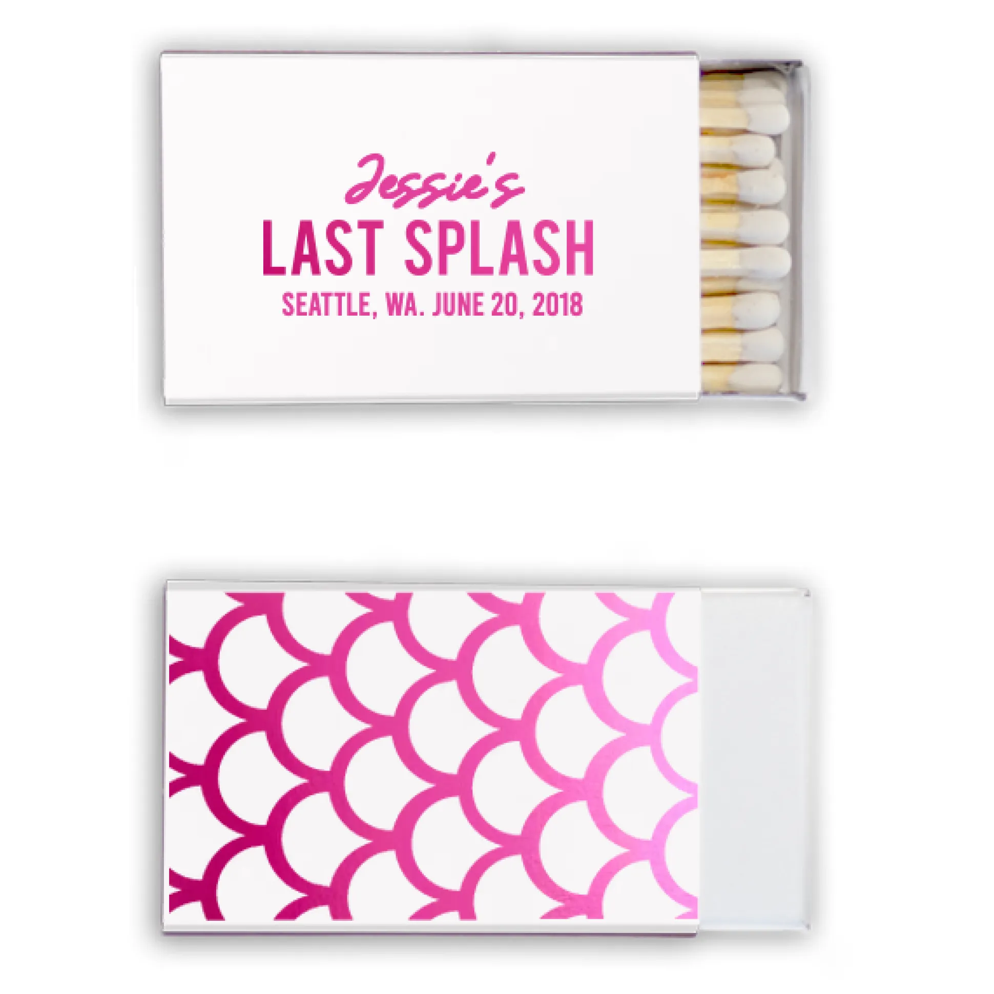 Mermaid Custom Matchboxes, Fuchsia Foil