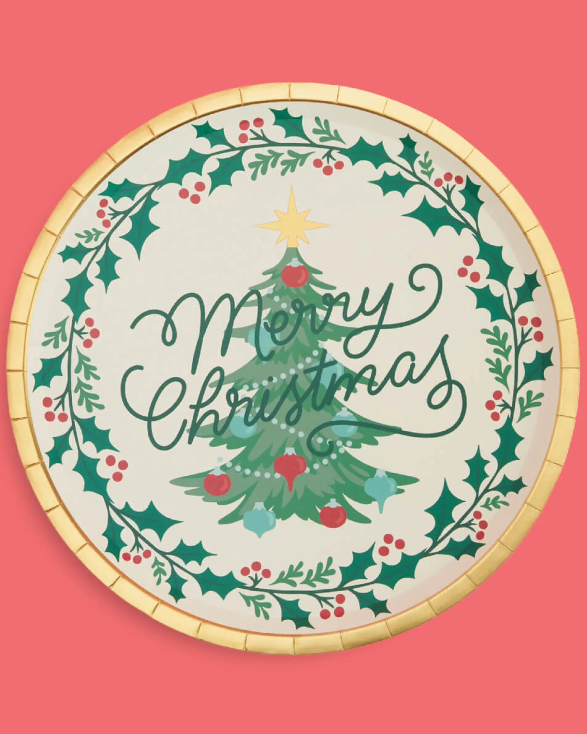 Merry Christmas Plates - 25 foil paper plates