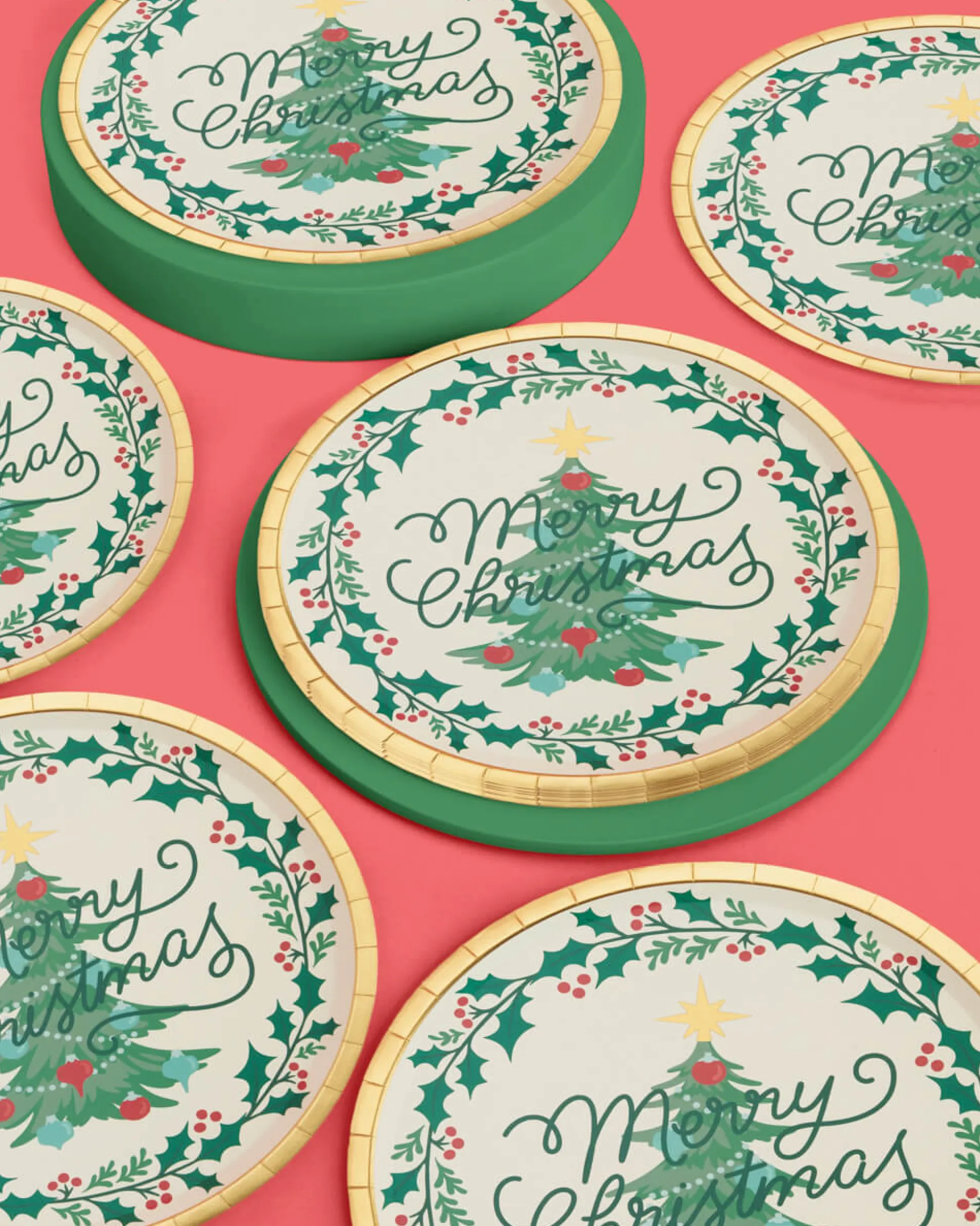 Merry Christmas Plates - 25 foil paper plates