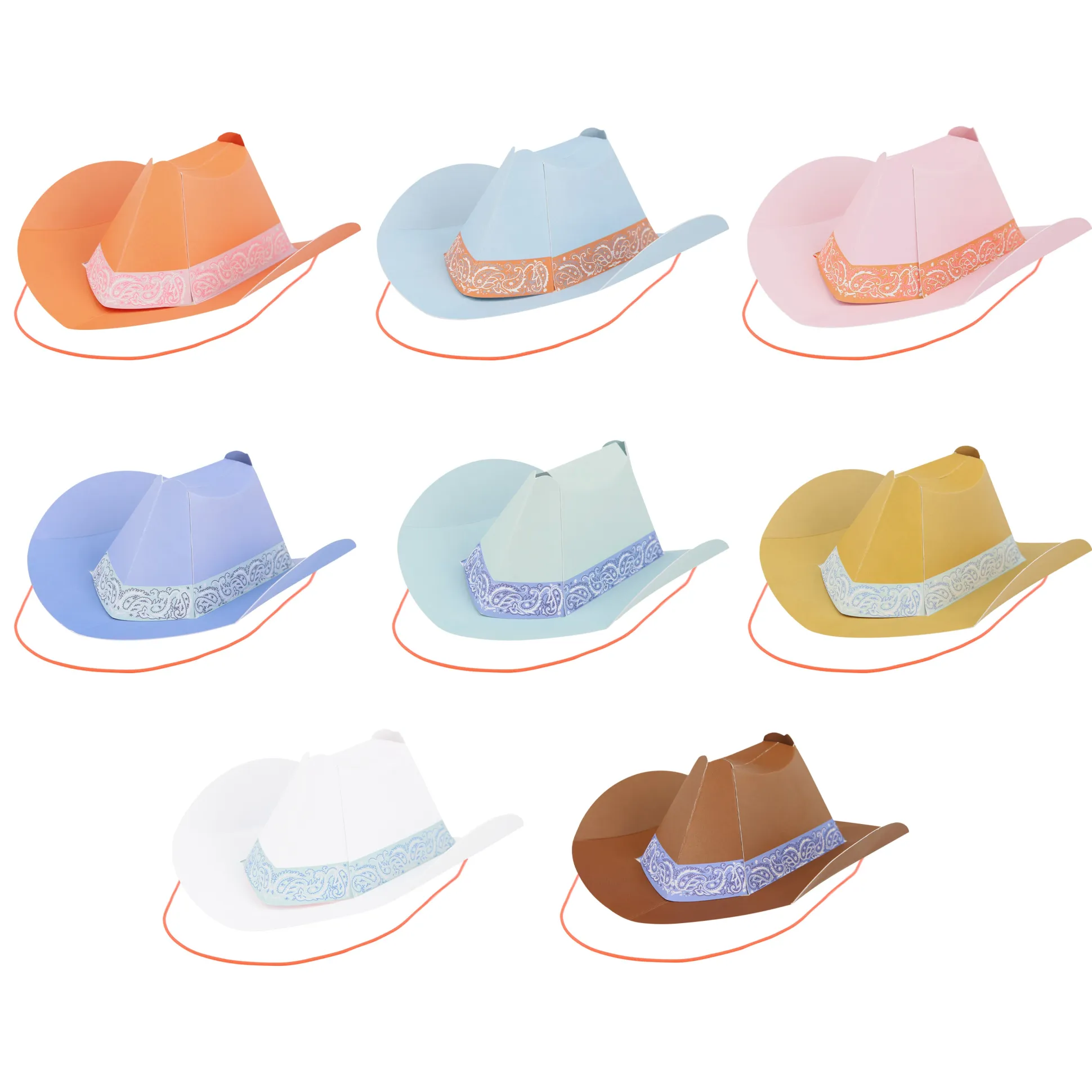 Mini Western Party Hats, Set of 8
