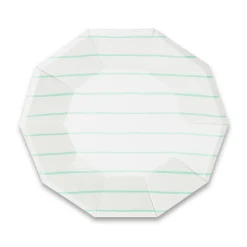 Mint Frenchie Striped Large Plates, Pack of 8