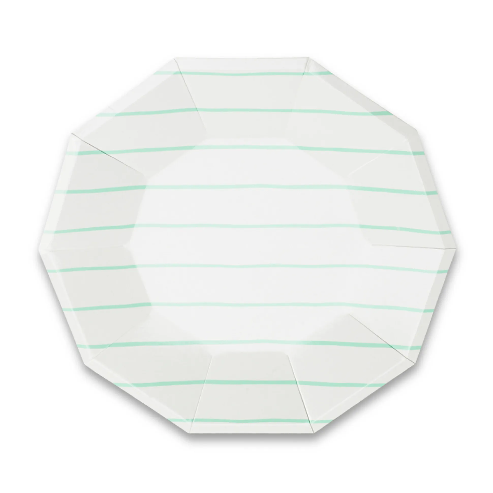 Mint Frenchie Striped Large Plates, Pack of 8