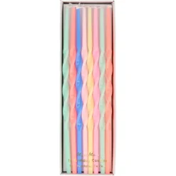 Mixed Twisted Long Candles, Pack of 16