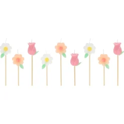 Molded Flower Candles, Pack of 9