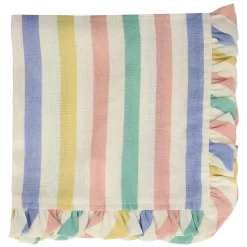 Multi-Stripe Ruffle Linen Napkins