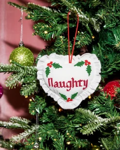 Naughty or Nice Ornament - cross stitch ornament
