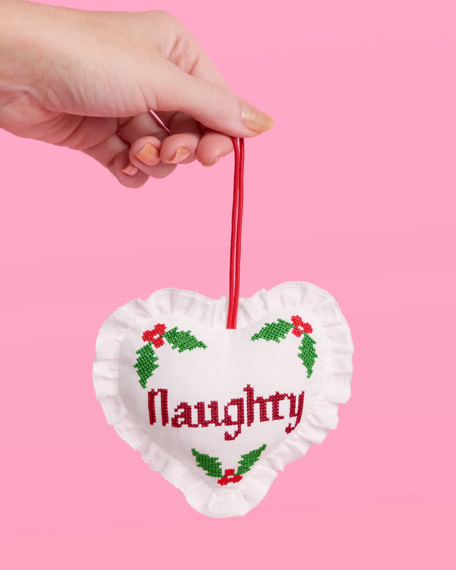 Naughty or Nice Ornament - cross stitch ornament