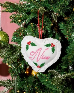 Naughty or Nice Ornament - cross stitch ornament