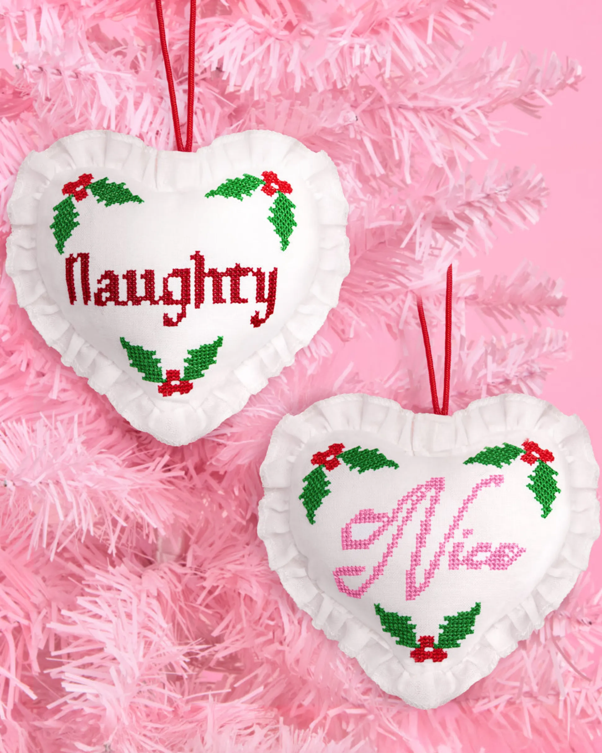 Naughty or Nice Ornament - cross stitch ornament