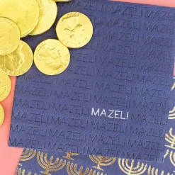 Navy "Mazel" Cocktail Napkins, Set of 20