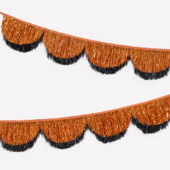 Orange & Black Tinsel Scalloped Garland