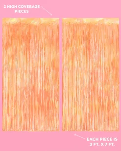 Orange Fringe Curtain Backdrop - iridescent foil banner