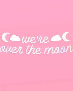 Over the Moon Banner - iridescent foil banner