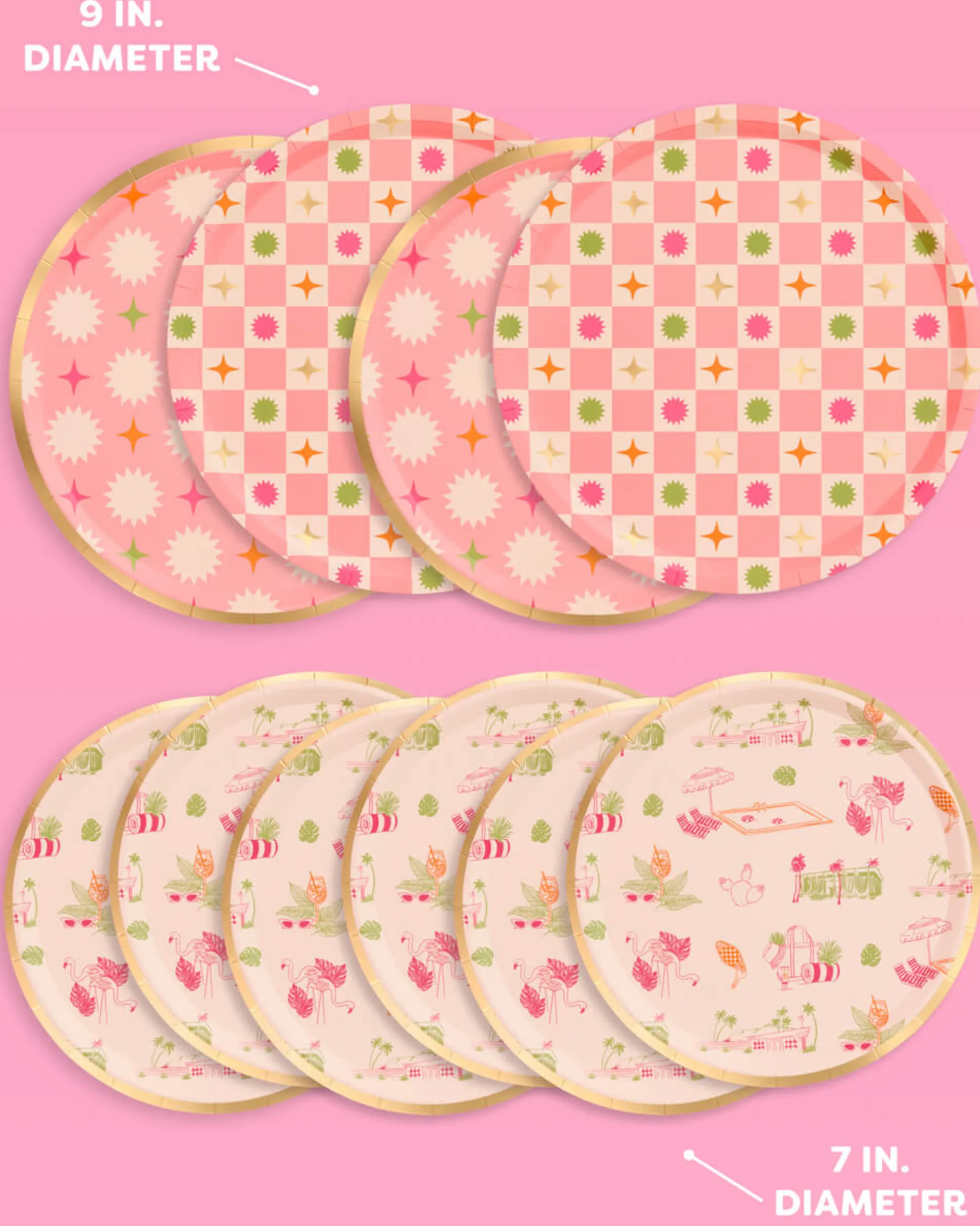 Palm Royale Plates - 32 paper plates, 2 sizes