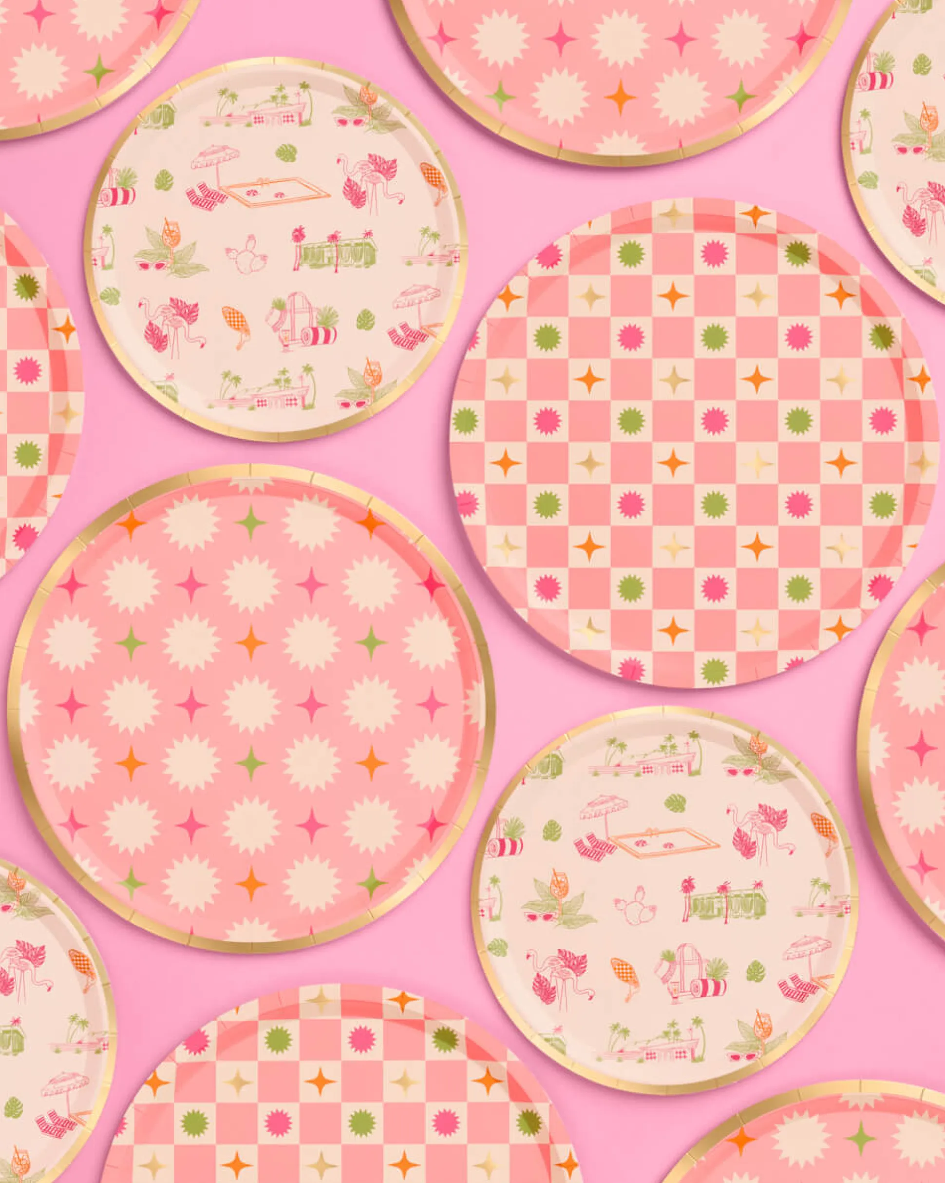 Palm Royale Plates - 32 paper plates, 2 sizes