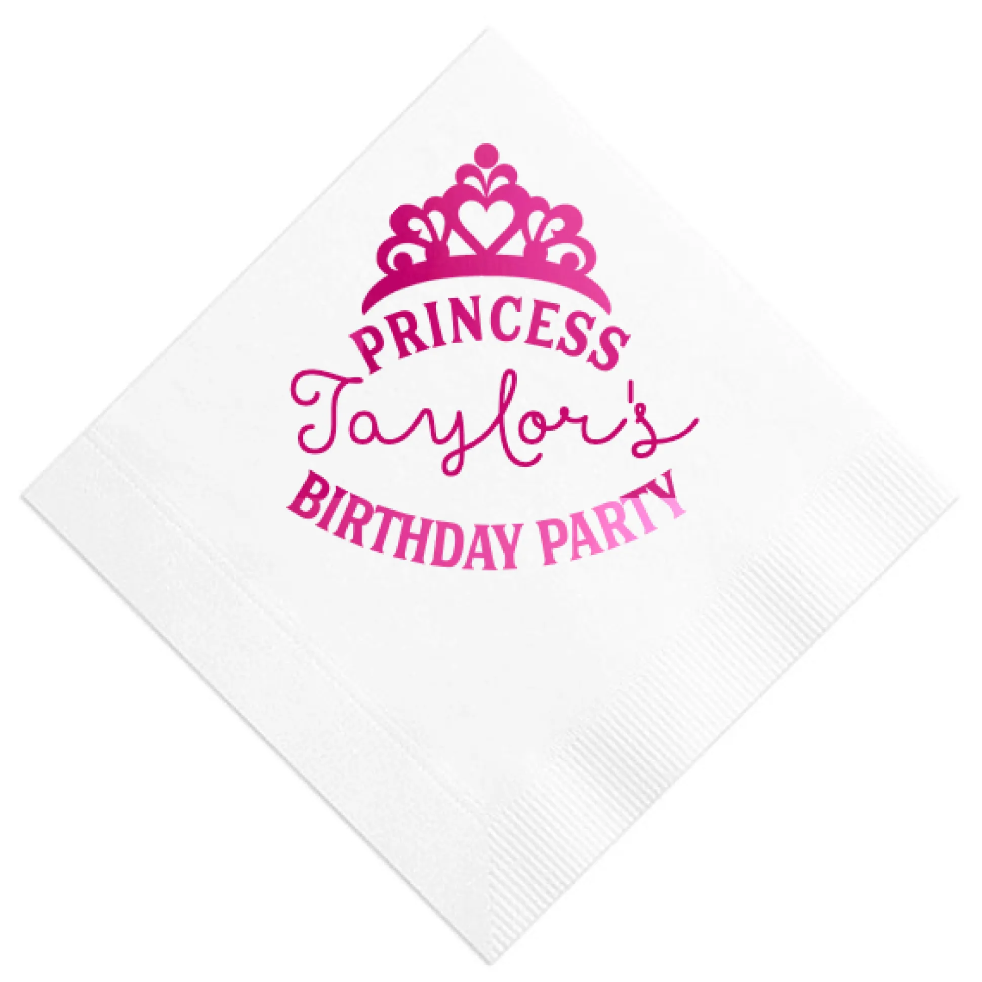 Party Princess Custom Napkin, Fuchsia Foil