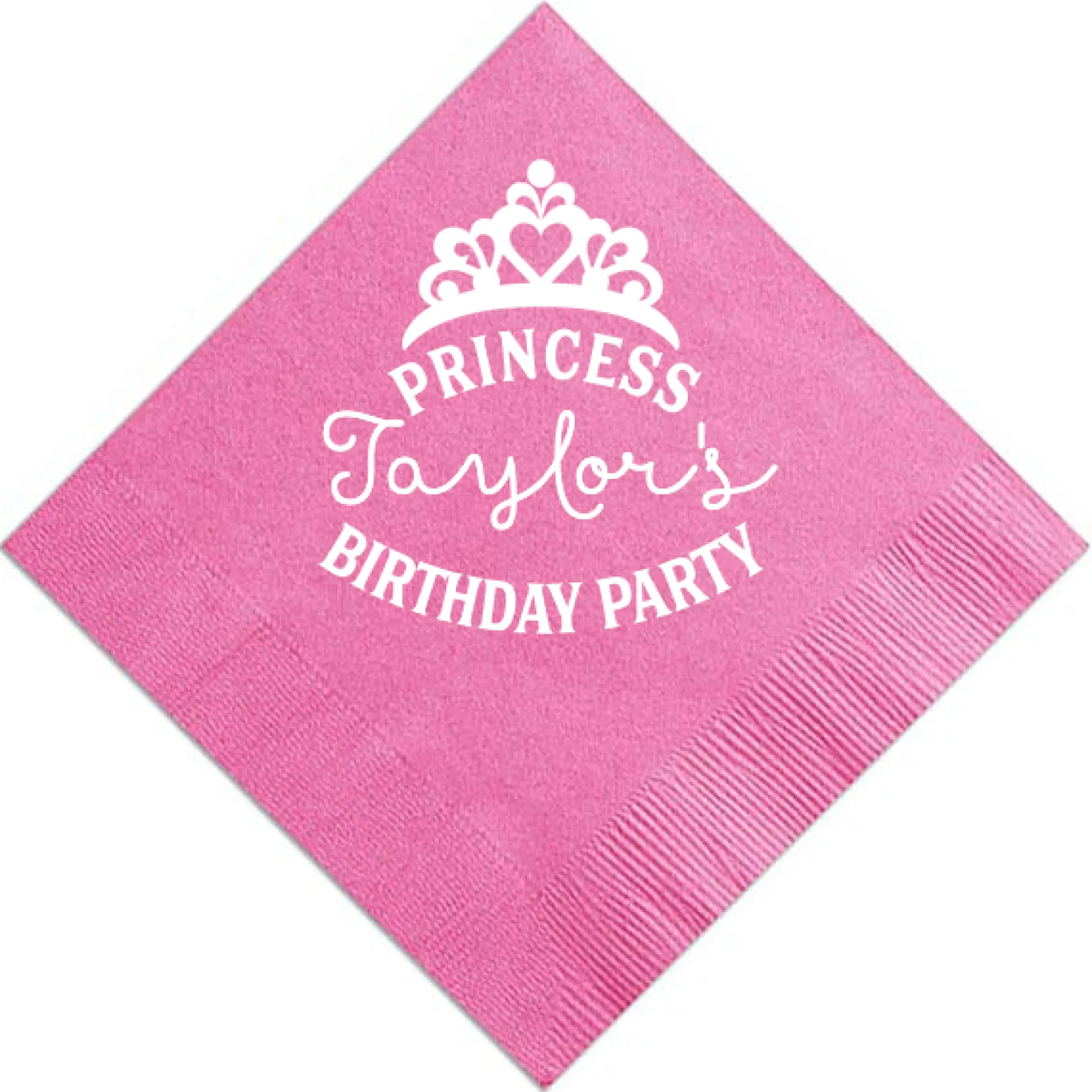 Party Princess Custom Napkin, White Foil