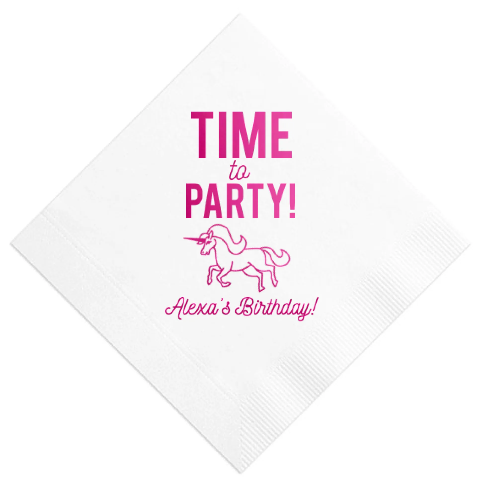 Party Unicorn Custom Napkin, Fuchsia Foil