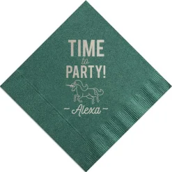 Party Unicorn Custom Napkin, Silver Foil