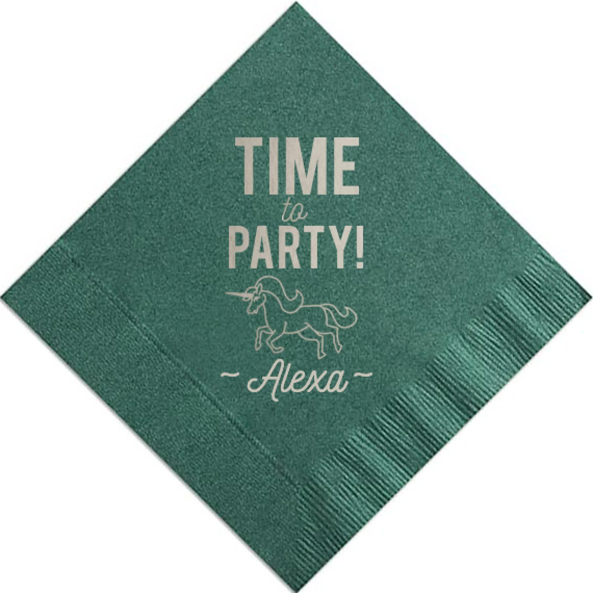 Party Unicorn Custom Napkin, Silver Foil