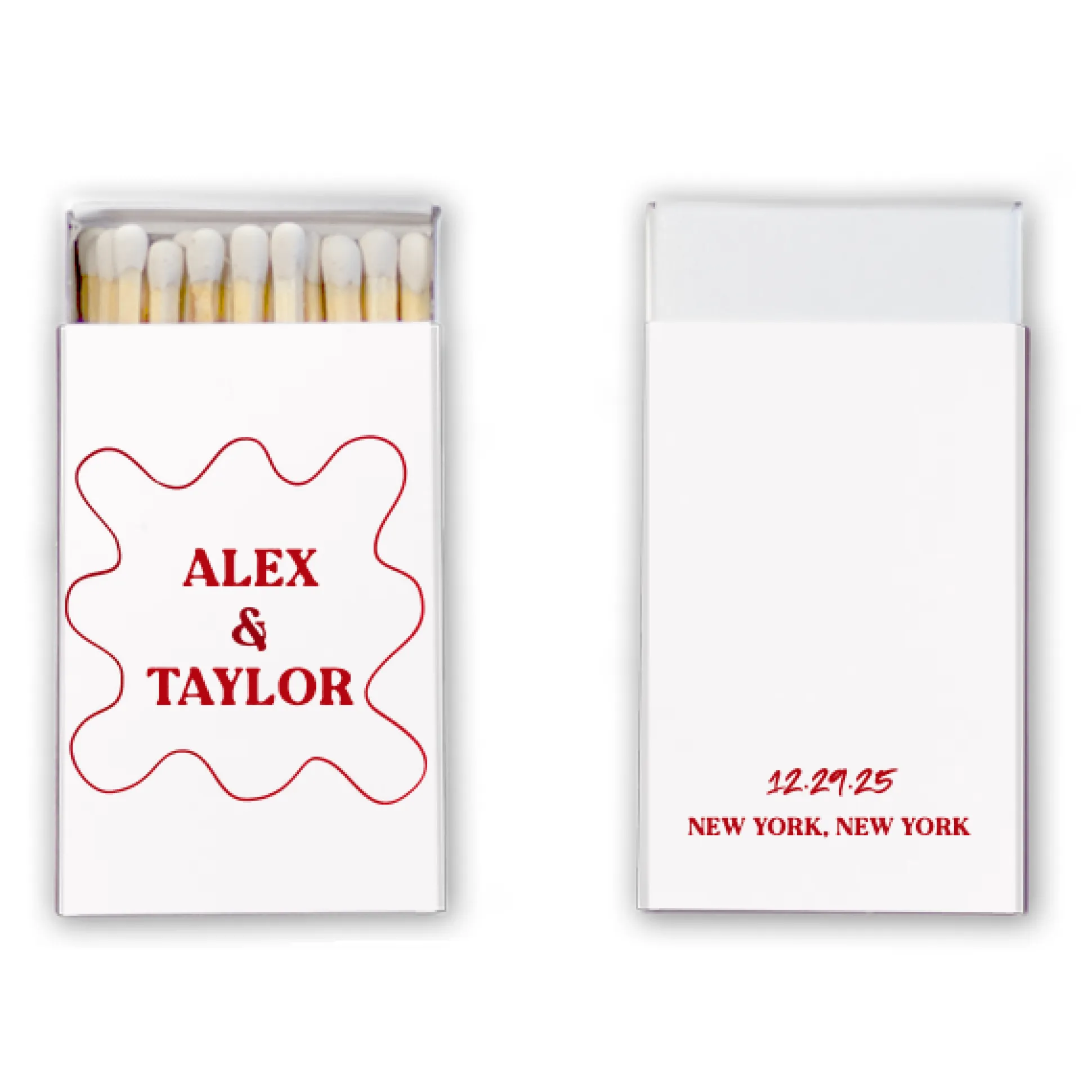 Pasta Party Custom Matchboxes, Red Foil