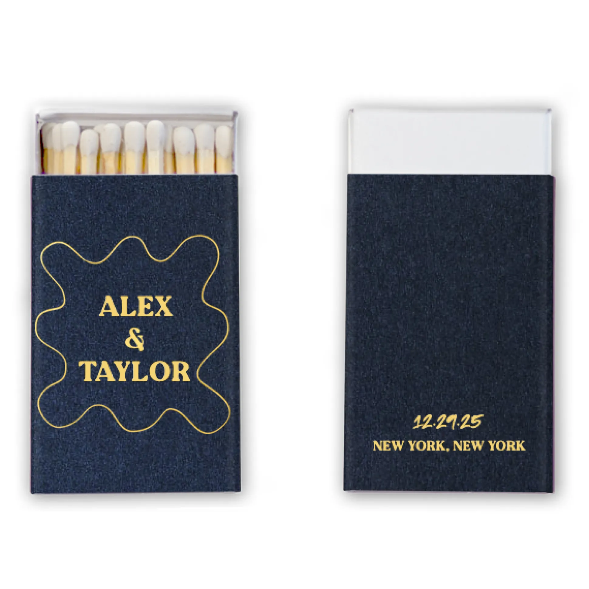 Pasta Party Custom Matchboxes, Gold Foil