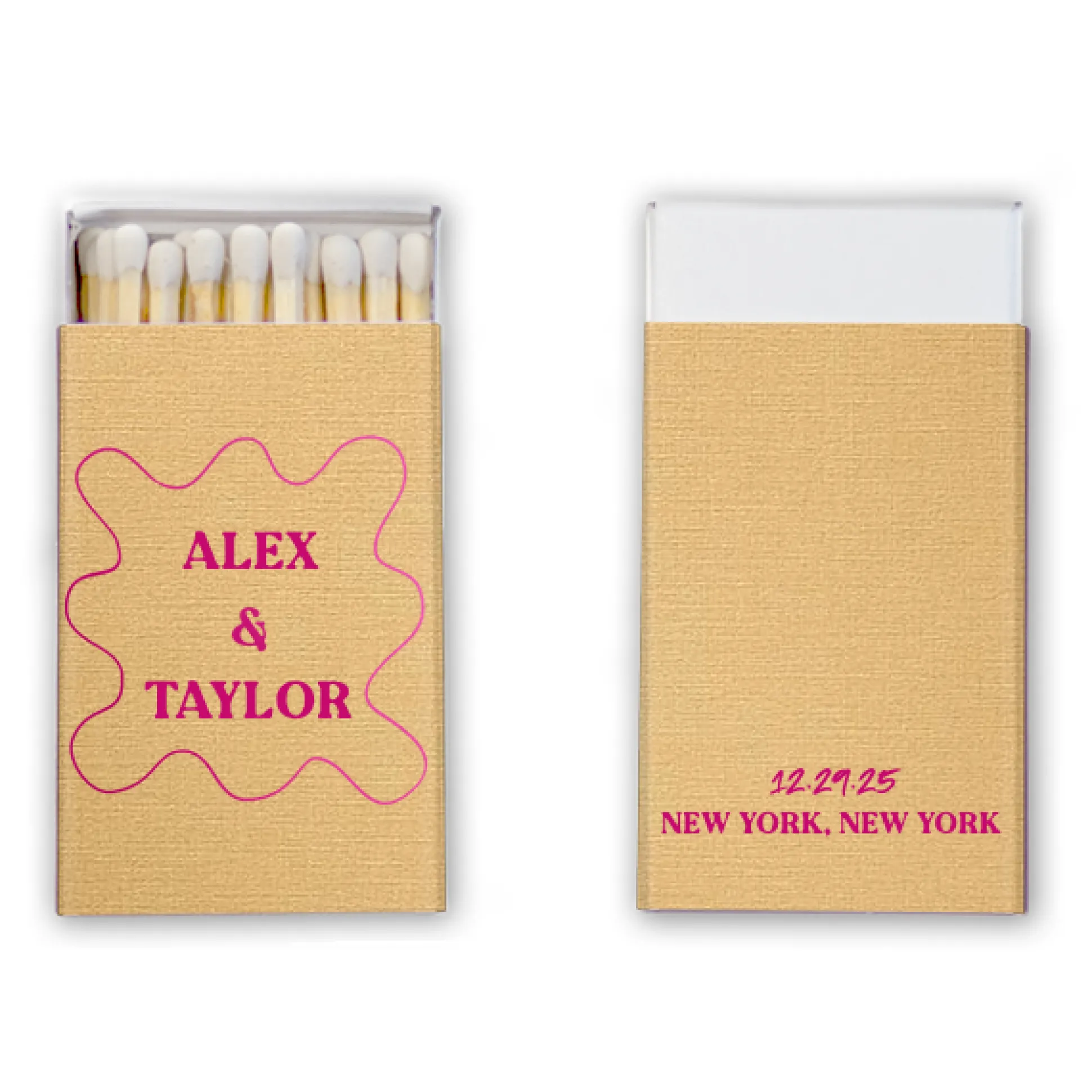 Pasta Party Custom Matchboxes, Fuchsia Foil